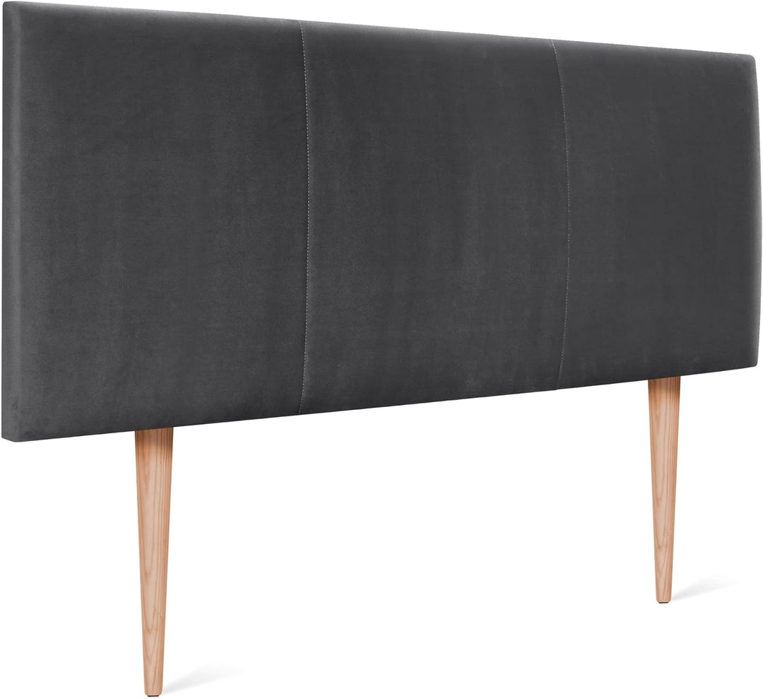 DHOME HIGH Range Samt Kopfteil mit Holzbeinen Modernes gepolstertes Kopfteil Luxus Bett Luxus Schlaf