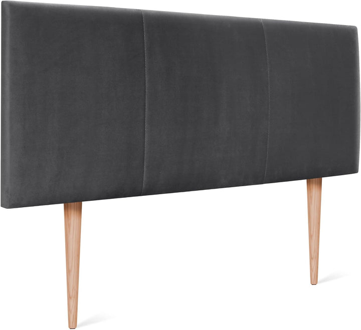DHOME HIGH Range Samt Kopfteil mit Holzbeinen Modernes gepolstertes Kopfteil Luxus Bett Luxus Schlaf