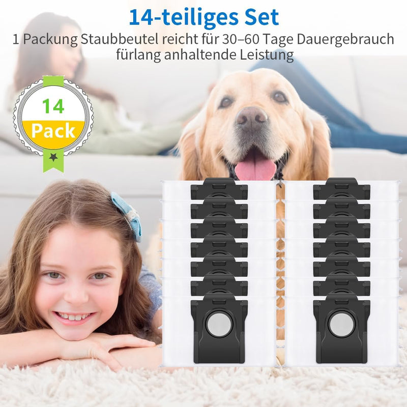 Bluearks 14 Stück Staubbeutel Kompatibel mit Dreame D10 Plus Gen 2/L10s Plus/Mova S10 Plus Staubsaug