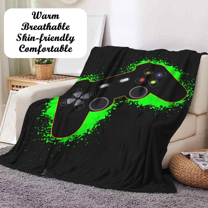 Gamepad Kuscheldecke Flanell Decke Spielkonsolen-Muster Fleecedecke Flauschig Weich und Warme,3D Gam