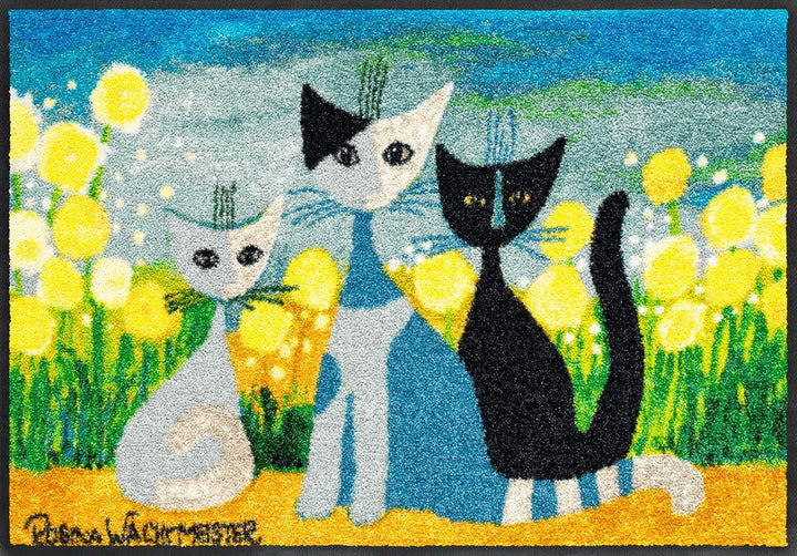 Fussmatte Lifestyle Springtime 50x75 cm Frühling Eingangsmatte bunt Blumen Katzen Fussabtreter H 50