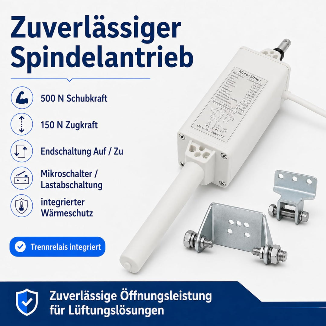 Motoröffner, Spindelantrieb Lichtkuppel 230V / 300mm HUB, JMBB mit Halterungen