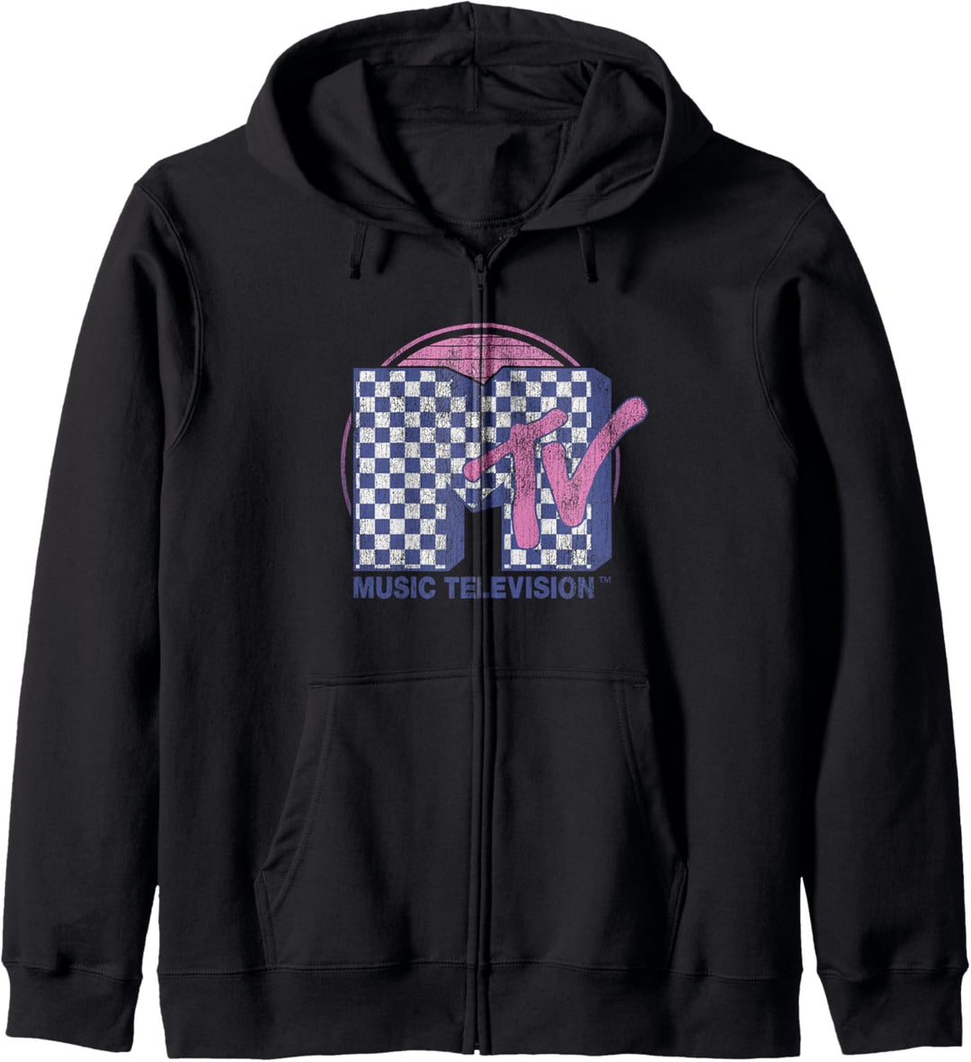 MTV Checkered Pattern Sunset Color Fill Logo Kapuzenjacke