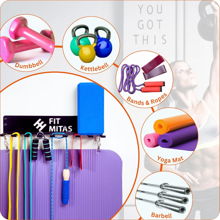 Sportgerätehalter | Ständer für Fitnesscenter | Organizer für Heimstudio | Wandhalterung für elastis