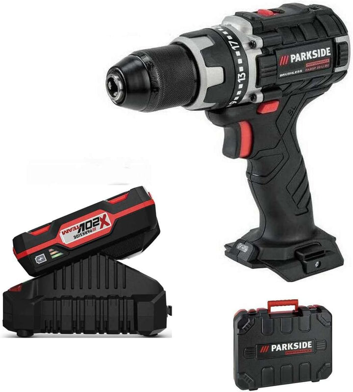 Parkside PARKSIDE PERFORMANCE Akkubohrschrauber 20 V PABSP 20 Li C3 Bruschless Motor mit Akku und La