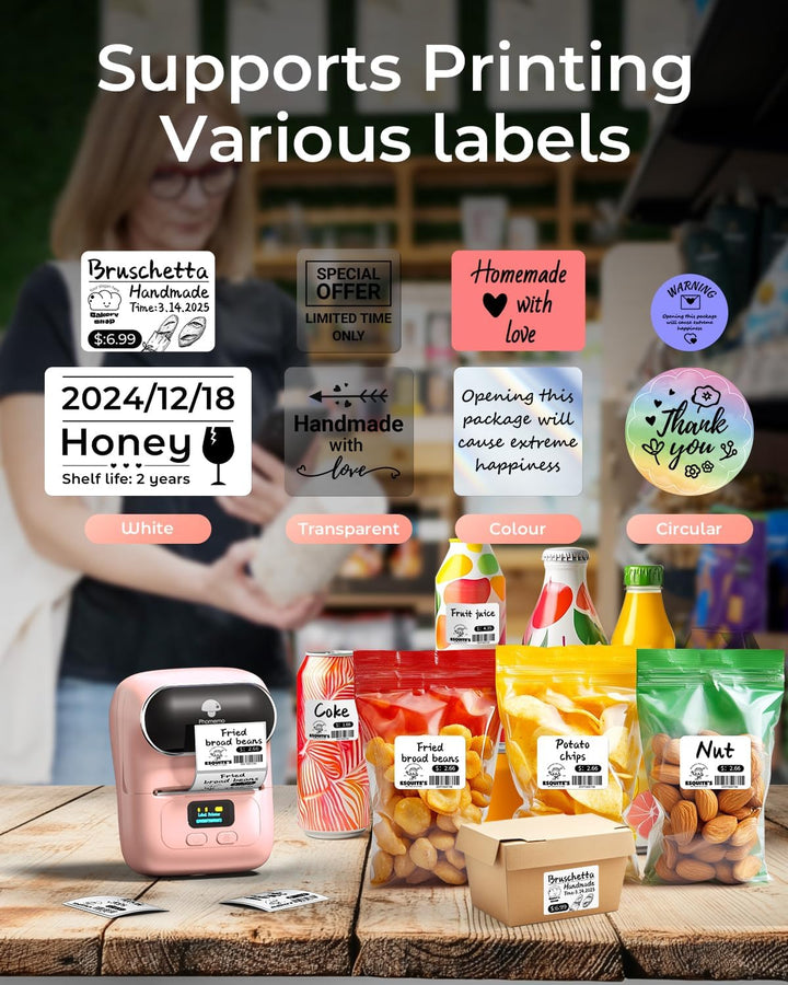Phomemo M110 Etikettendrucker – Barcodedrucker Mini Bluetooth Etikettendrucker Thermo Etikettendruck