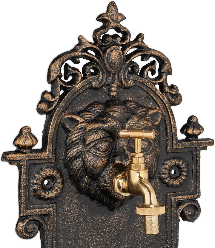 Relaxdays Wandbrunnen, Wasserspeier, Waschbecken &amp; Wasserhahn, Gartenbrunnen HBT 61 x 35 x 18 cm, Gu