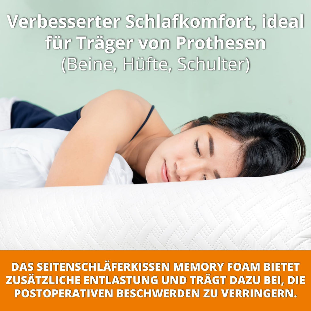 Seitenschläferkissen Memory Foam 40 x 145 cm XXL mit Gel Viscoschaum für Schwangere, Stillkissen, Ch