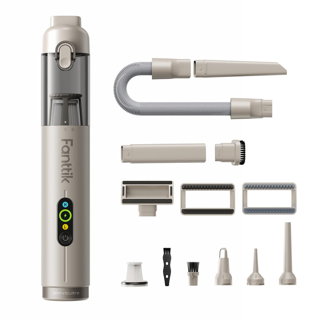 Fanttik Slim V10 Ultra kabelloser Autostaubsauger, 4-in-1 Mini Handstaubsauger mit 19 kPa Saugkraft,