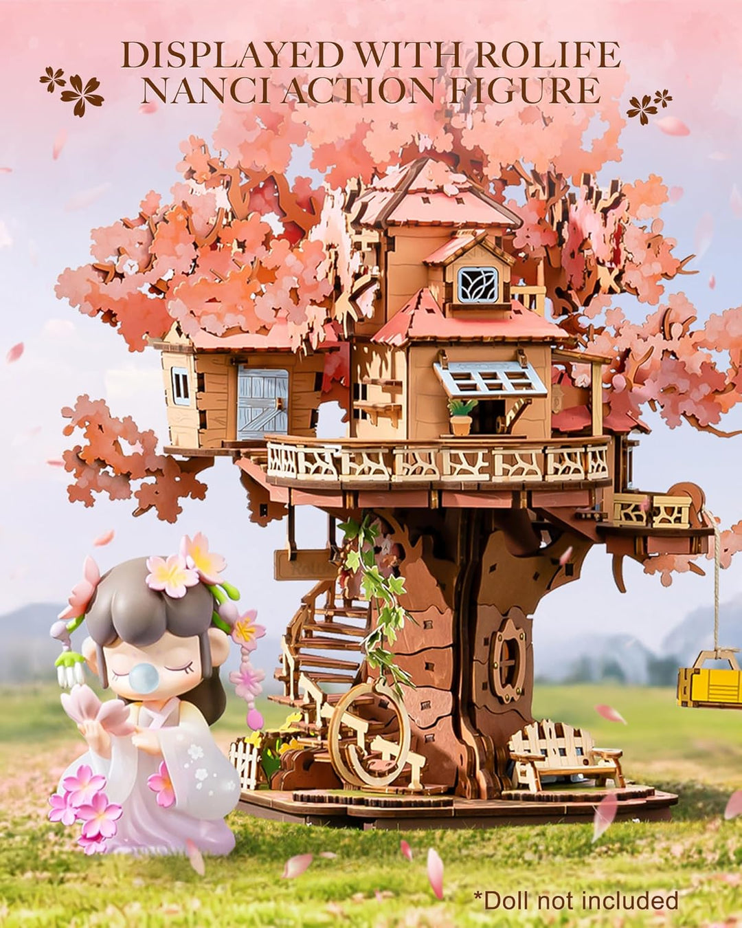Rolife 3D Puzzle für Erwachsene Sakura Baumhaus Miniatur Modell Bausatz 3D Puzzle für Erwachsene zum