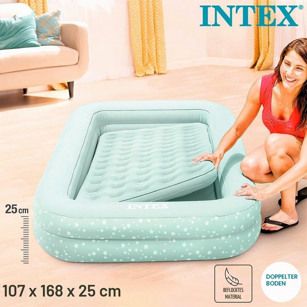 Intex, Kinderreisebett, aufblasbare Matratze, Luftbett mit Pumpe, Minzgrün, 3-6 Jahre