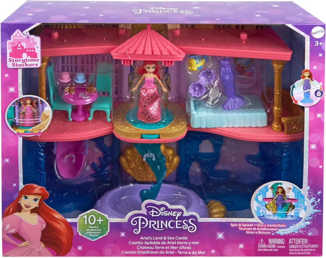 DISNEY Prinzessin Arielle - Land und Meeresschloss im Puppenhaus-Spielset, 31,1 cm hoch, 6 Spielbere