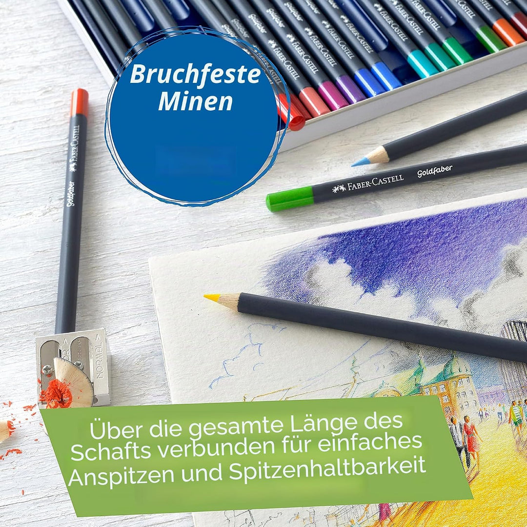 Faber-Castell 114748 - Farbstifte mit permanenter Ölkreidemine Goldfaber, 48er Set 48er Etui Single,