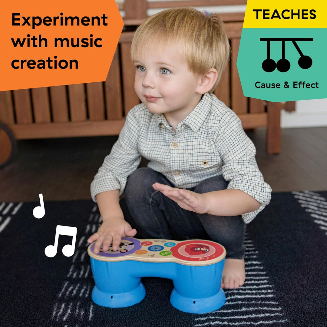 Baby Einstein 12610 Hape Upbeat Tunes Magic Touch Holztrommel, Musikspielzeug aus Holz, mit 6 Melodi
