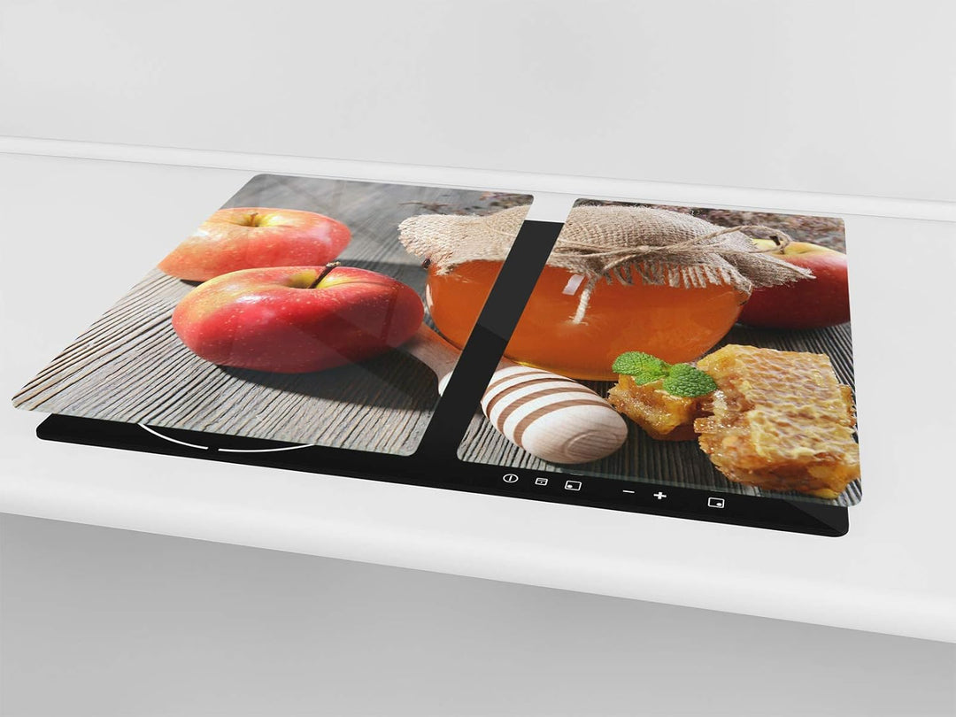 Küchenbrett aus Hartglas und Induktionskochplattenabdeckung – Schneideplatten SINGLE mit 60 x 52 cm