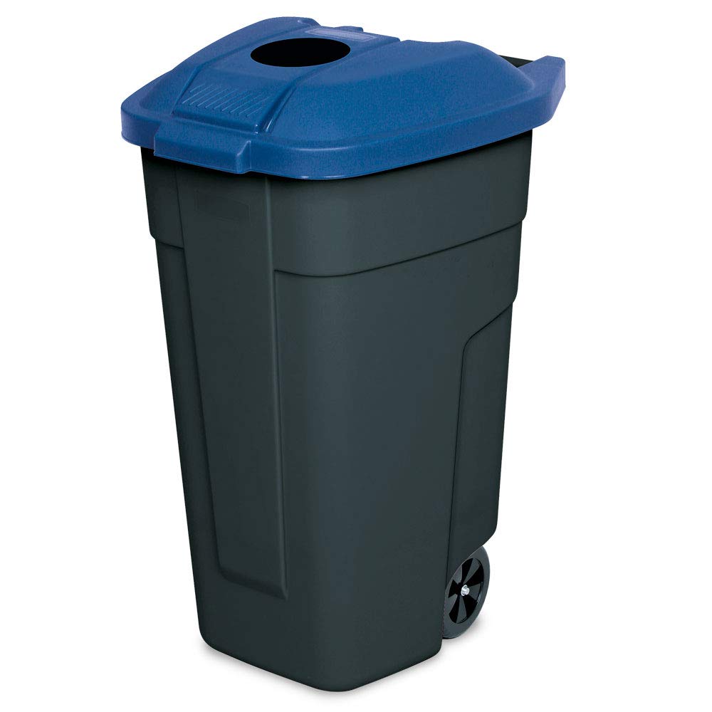 BRB 100 Liter Abfall-Tonne mit Einwurföffnung im Deckel, BxTxH 510x550x850 mm (schwarz/blau), schwar