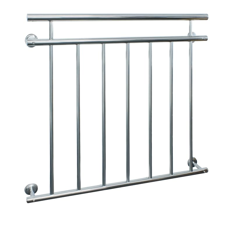 ECD Germany Französischer Balkon 100 x 90 cm | mit 7 Füllstäben | glänzend | aus Edelstahl | Balkong