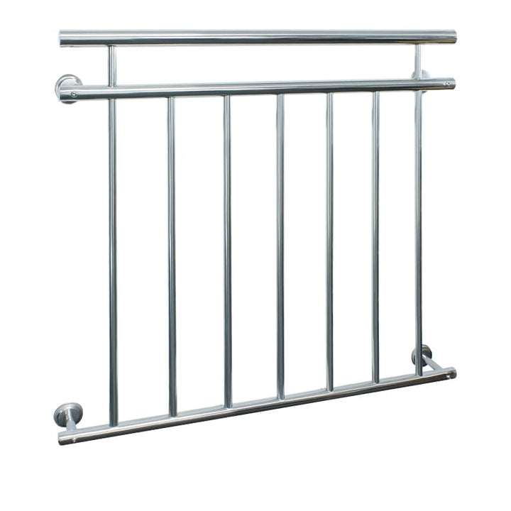 ECD Germany Französischer Balkon 100 x 90 cm | mit 7 Füllstäben | glänzend | aus Edelstahl | Balkong