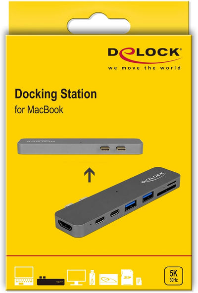 Delock USB C HUB für Macbook Pro mit 1x HDMI 4K / 1x Thunderbolt 3 / 1x USB C 3.1 mit PD / 2x USB 3.