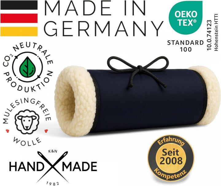 Handmuffen für Rollstühle – Woll-Handwärmer mit 100% Schurwoll-Innenfutter, wetterfester Muffhandsch