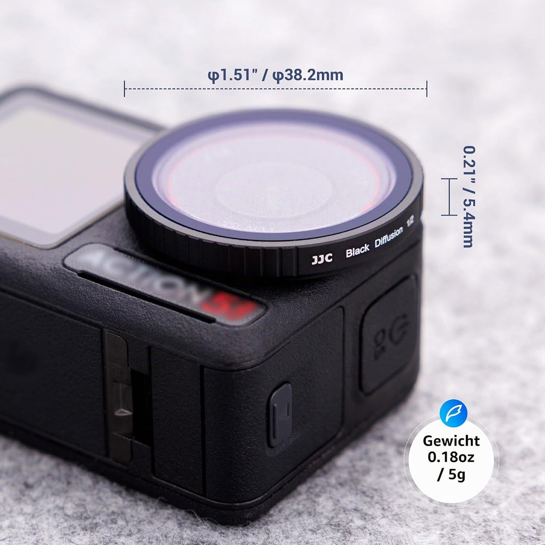 JJC Black Diffusion 1/2 Filter Kompatibel mit DJI Osmo Action 5 Pro Action 4 Action 3 Kamera, 1/2 Bl