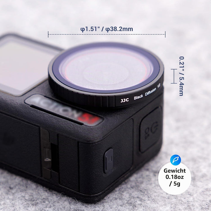 JJC Black Diffusion 1/2 Filter Kompatibel mit DJI Osmo Action 5 Pro Action 4 Action 3 Kamera, 1/2 Bl