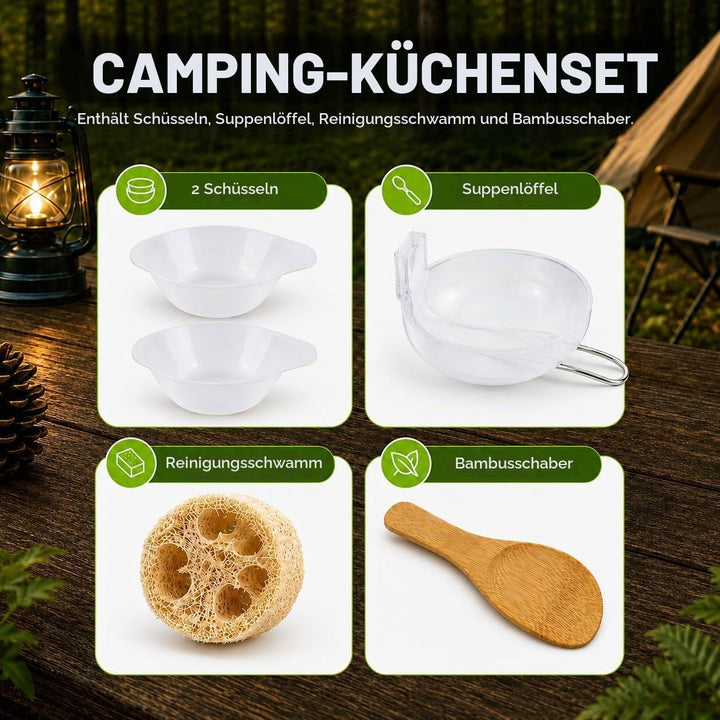 aiGear Camping Kochgeschirr Set/Outdoor Geschirr Set | Camping Topf Kochtopf Tragbar Aluminium | mit