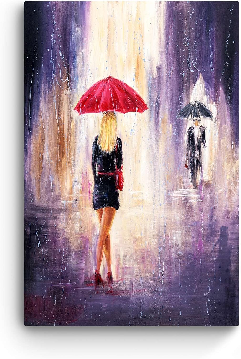 Startonight Bilder Eva Frau mit Ihrem Roten Regenschirm - Leinwandbilder Moderne Kunst - Abstrakte W