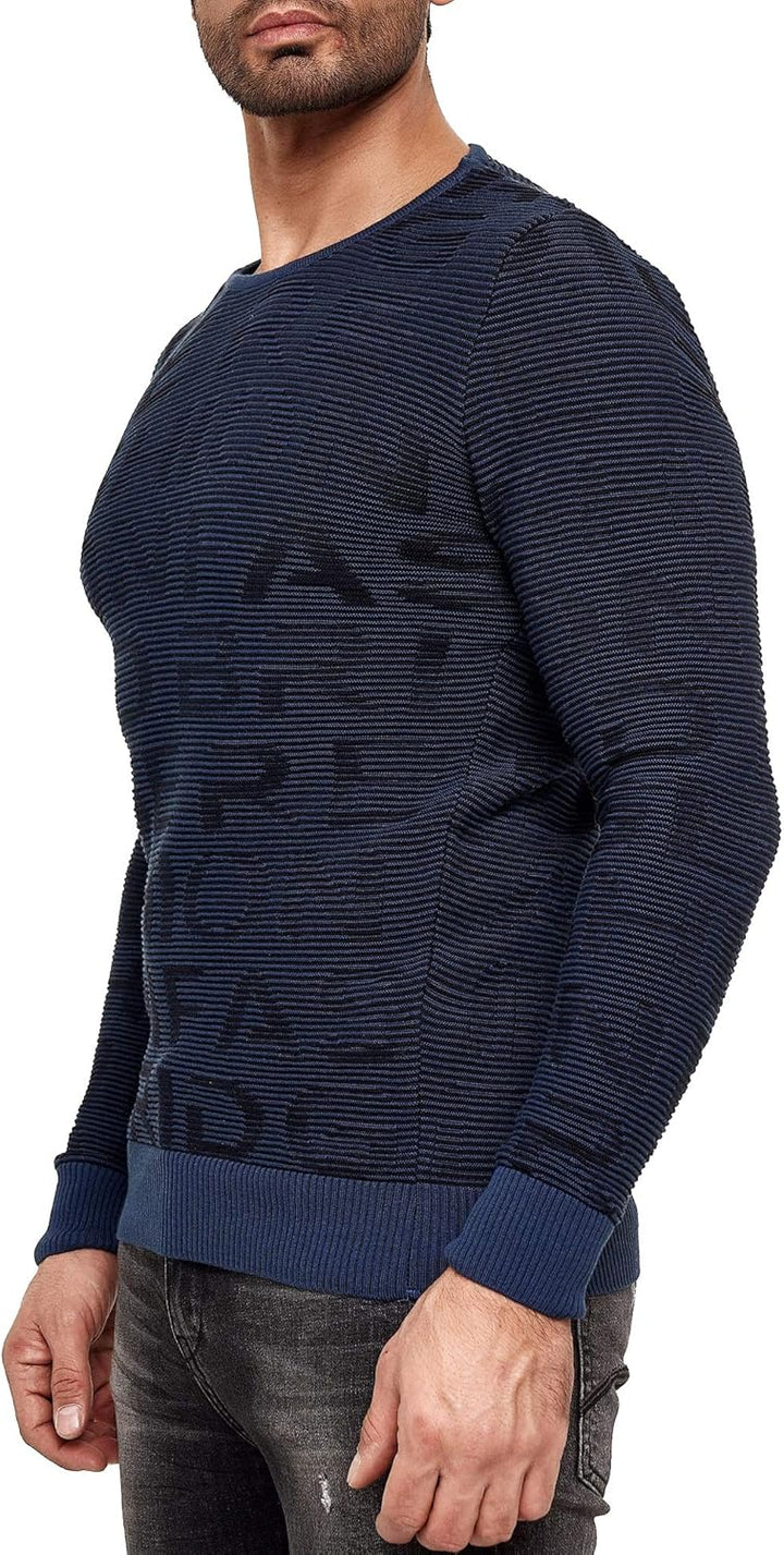 Red Bridge Herren Pullover Strickpullover 3D Structure Kontrast S Blau, S Blau