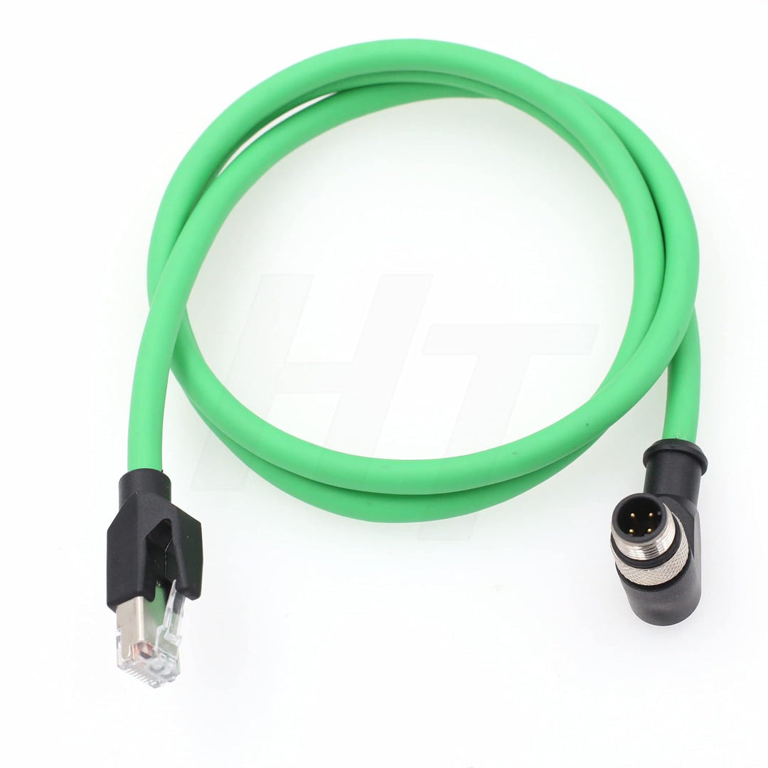 HangTon Industrial Ethernet M12 4-Pin D-Code Stecker rechtwinklig auf RJ45 Kabel, geschirmtes High-F