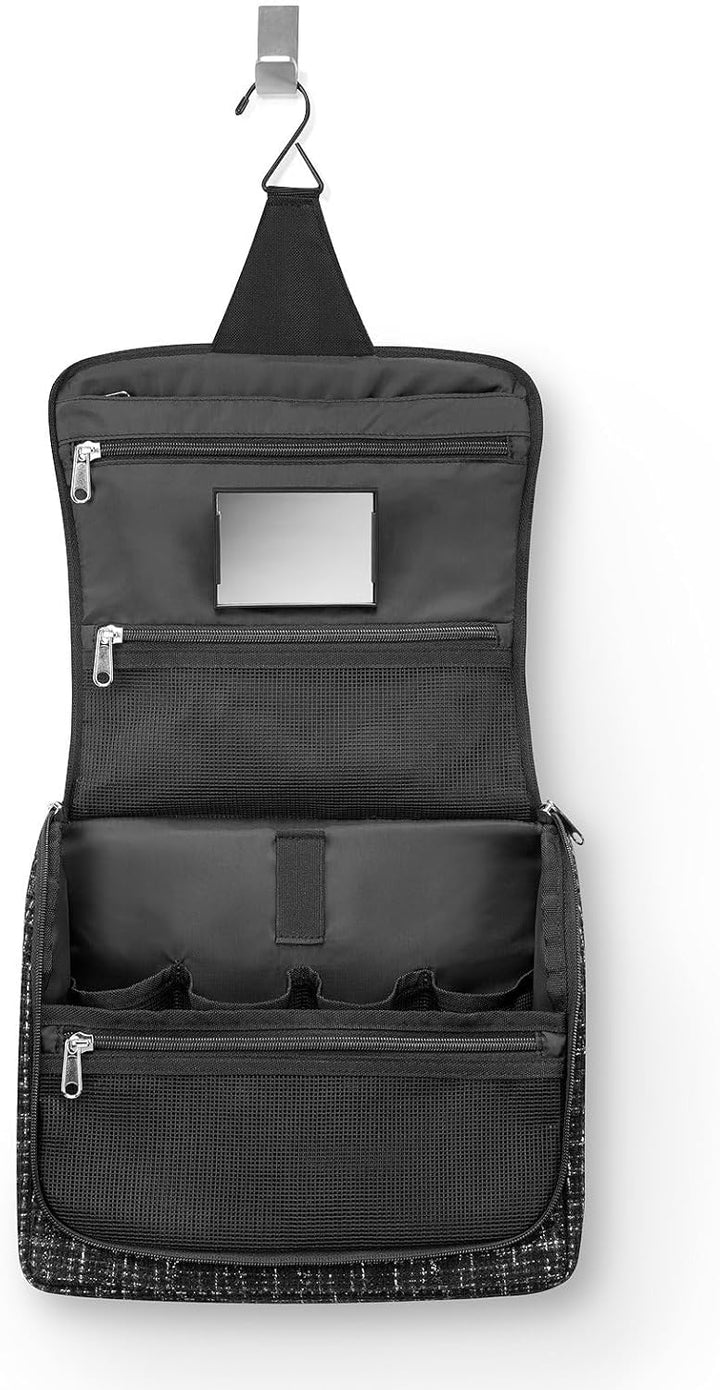 reisenthel toiletbag XL bouclé Black - praktischer Kulturbeutel mit Haken, wasserabweisendes Materia