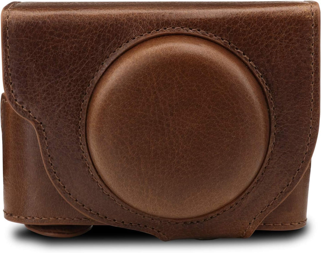 MegaGear MG1728 Ever Ready Echtleder Kameratasche mit Trageriemen kompatibel mit Sony Cyber-Shot DSC