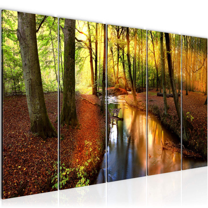 Runa Art Bild Wald Landschaft Wandbilder auf Vlies Leinwand 5 Teilig Wanddekoration Schlafzimmer Woh