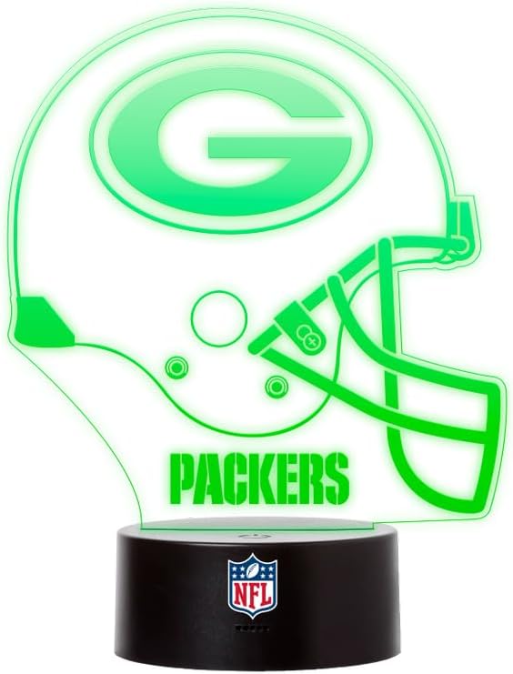 Green Bay Packers NFL LED Lampe Licht Logo Helm, Wechselmodus mit 6 unterschiedlichen Farben