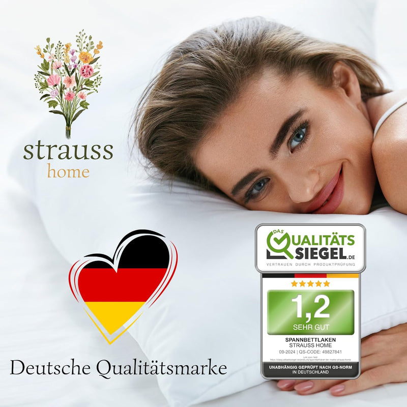 Strauss Home ® Jersey Spannbettlaken Spannbetttuch Bettlaken 100% Baumwolle 180x200-200x200 cm (Pfla