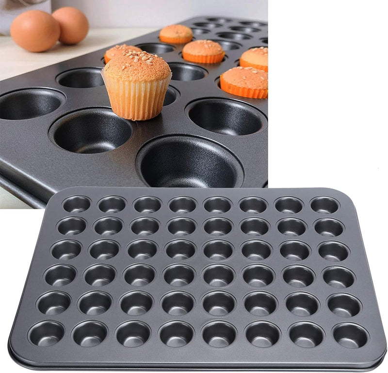 Mini Muffinform für 48 Muffins, Karbonstahl Backblech Cupcake Formen Antihaft Muffinblech Backform M