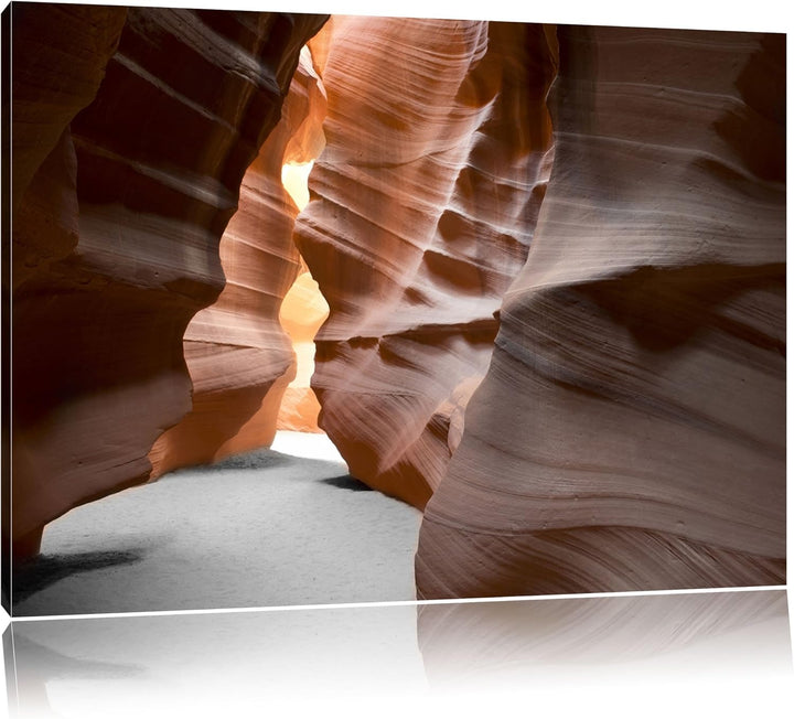 Durchgang im Antelope Canyon schwarz/weiss Format: 100x70 auf Leinwand, XXL riesige Bilder fertig ge