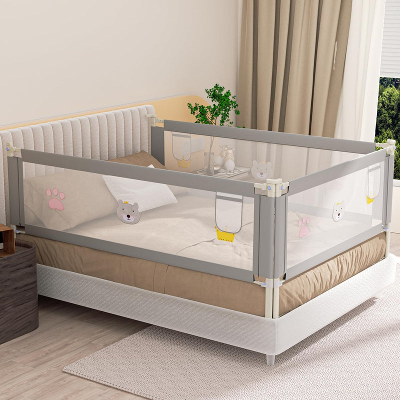 Jopassy 3er Bettgitter 2x200cm 1x180cm Bettschutzgitter für Kinder Rausfallschutz Bett Kinderbettgit