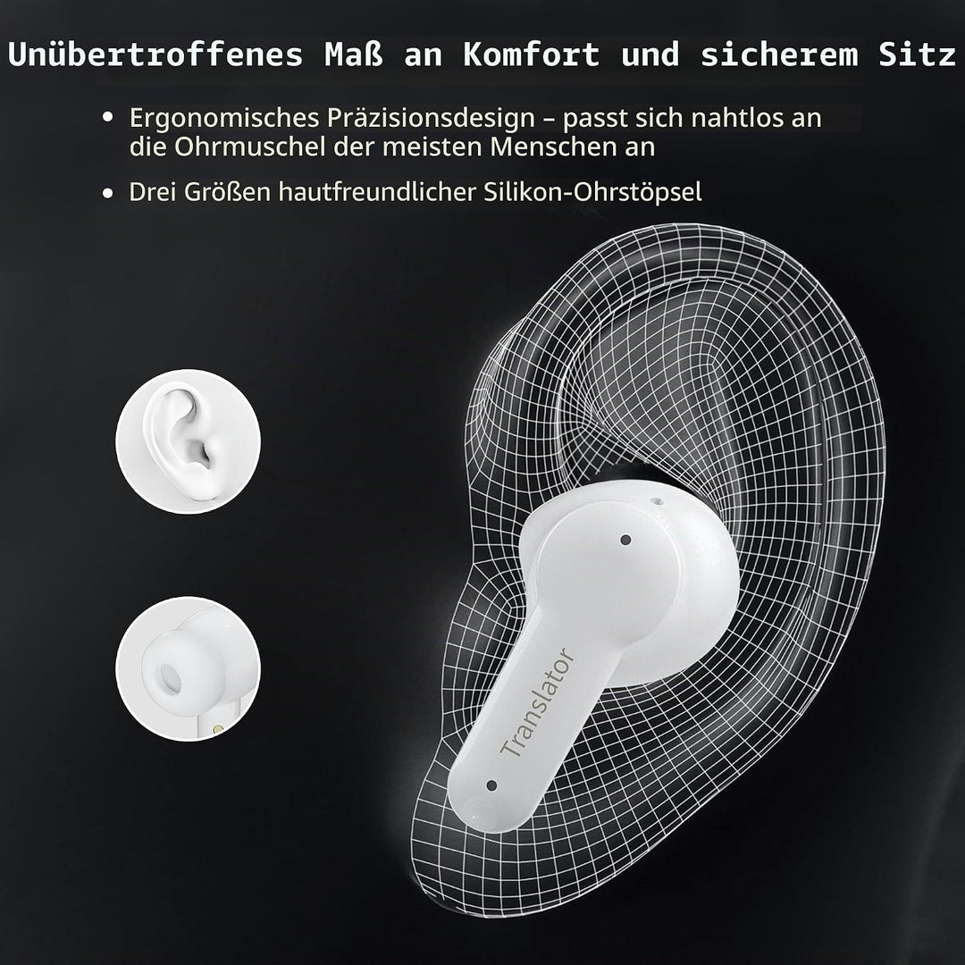 ANFIER M3 Offline-KI-Übersetzer-Ohrhörer unterstützen 144 Sprachen und Akzentübersetzung, Zwei-Wege-