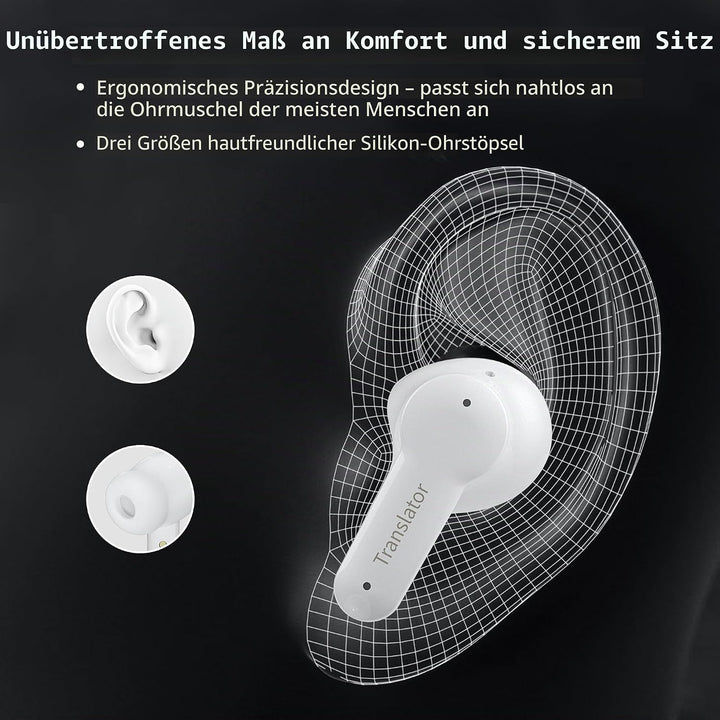 ANFIER M3 Offline-KI-Übersetzer-Ohrhörer unterstützen 144 Sprachen und Akzentübersetzung, Zwei-Wege-