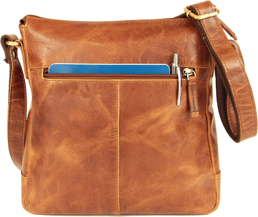 ALMADIH Premium Leder Damentasche Umhängetasche Abby - praktische Ledertasche Handtasche Schultertas