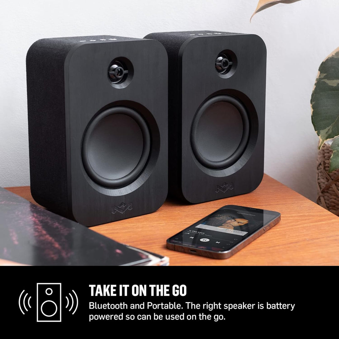 House of Marley Get Together Duo Bluetooth Lautsprecher Boxen Schwarz - Nachhaltig hergestellte Rega