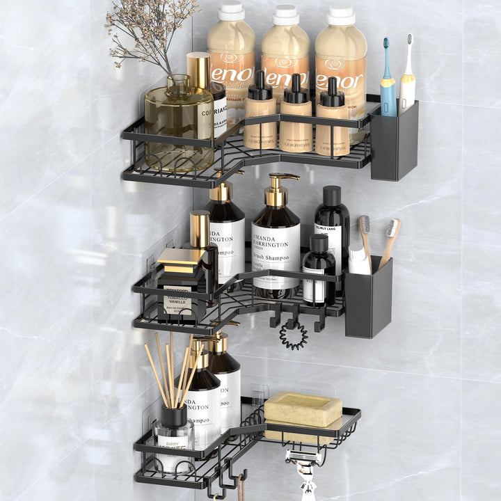 Duschablage ohne Bohren, Eckregal Bad Edelstahl Badezimmer Organizer Badezimmer Regal mit Klebepad D