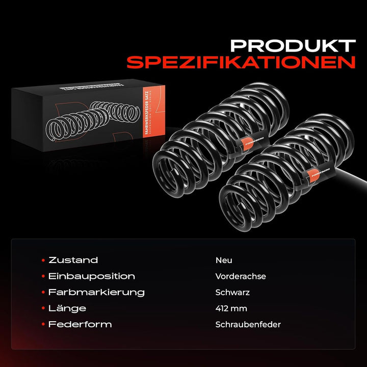 Frankberg 2x Federn Fahrwerksfeder Vorderachse Links Rechts Kompatibel mit T,o,u,a,r,e,g 7LA 7L6 7L7