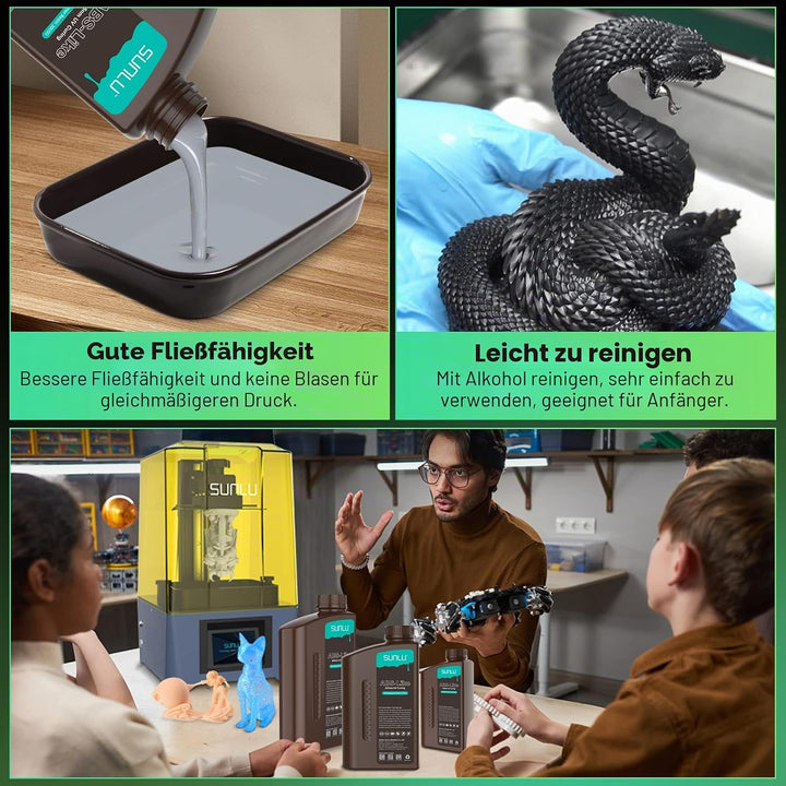 SUNLU ABS-Like 3D Drucker Resin 1KG, 405nm UV-härtendes Standard Photopolymer Schnellharz für den LC