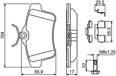 Bosch BP1359 Bremsbeläge - Hinterachse - ECE-R90 Zertifizierung - vier Bremsbeläge pro Set