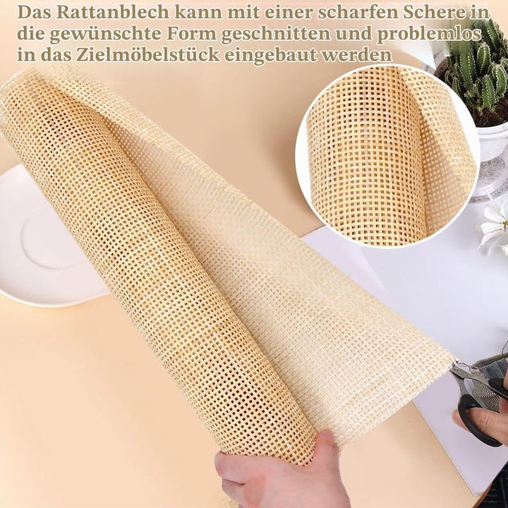 Kleemeiero Rattan-Gurtband 45 x 152cm Cane Webbing Roll Natürliche Geweberolle Gewebtes Offenes Gefl