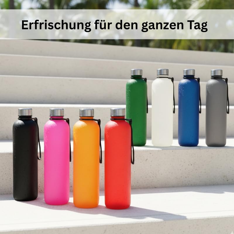 Trinkflasche 1l - Kohlensäure geeignet & Auslaufsicher - Für Sport, Schule & Büro - Sport Trinkflasc