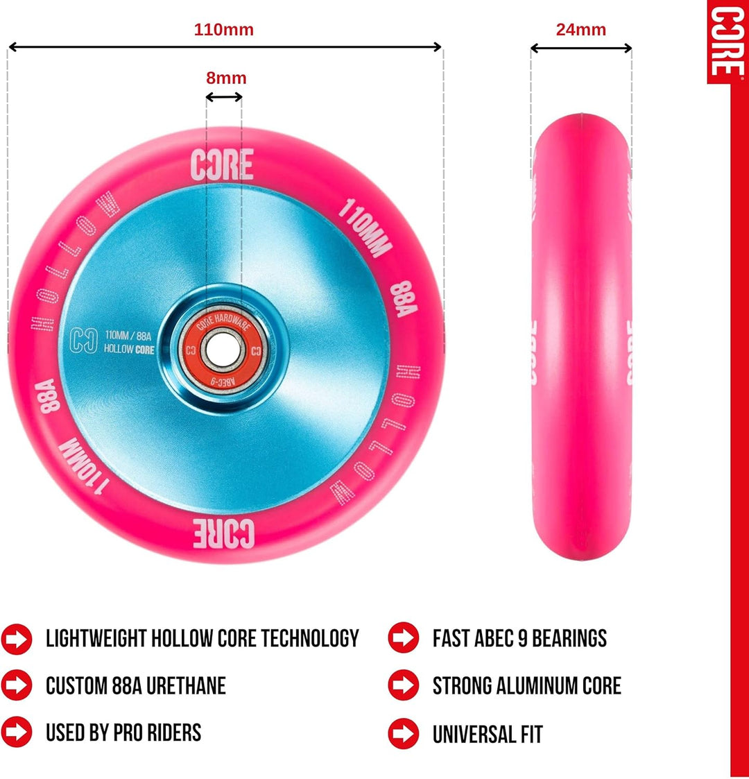 CORE Hollow V2 Stunt-Scooter Rolle 110mm Rosa /Blau, Rosa /Blau