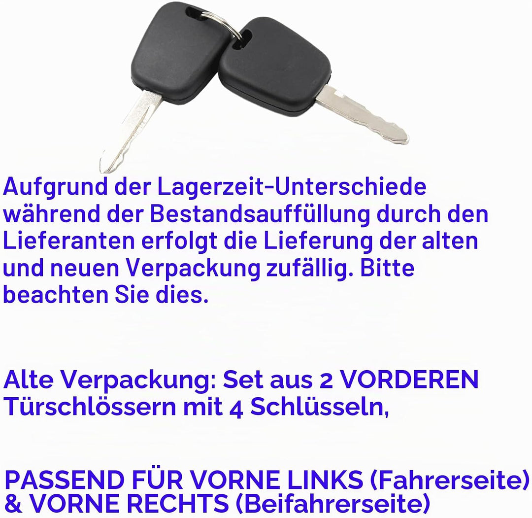 VHEUHZ Türschloss Nuckel kompatibel mit Citroen C1 Peugeot 107 Aygo Zylinder Türschliesszylinder Sch